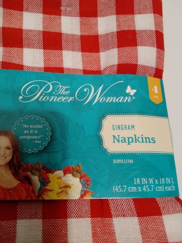 Pioneer Woman Gingham Tovaglioli Confezione 4 A Scacchi Colori Assortiti Ciascuno 18X18 In. - Foto 2 di 8