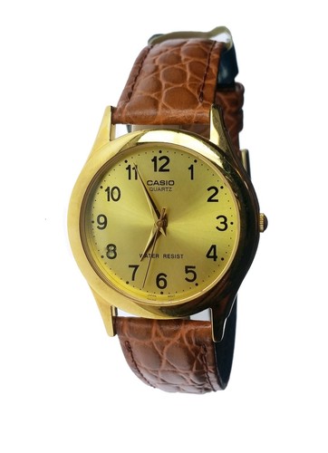 Nuevo Reloj Casio Número Esfera Amarilla Marrón Banda de Cuero Genuino Reloj de Pulsera con R - Imagen 2 de 10