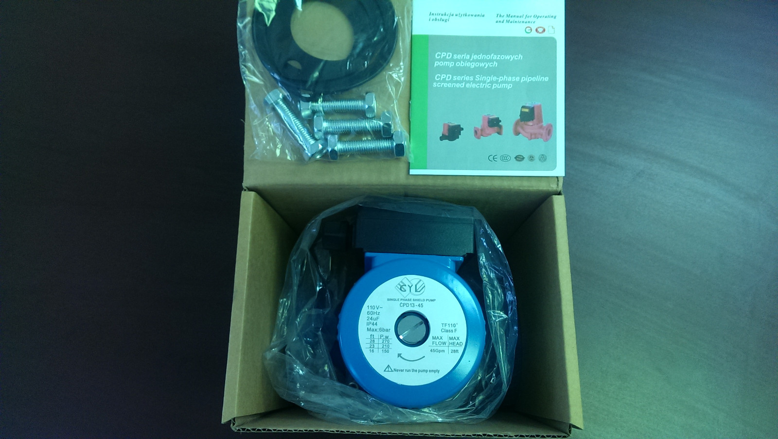 45 GPM 3 speed hot water Circulating Pump use with furnaces, hydronic