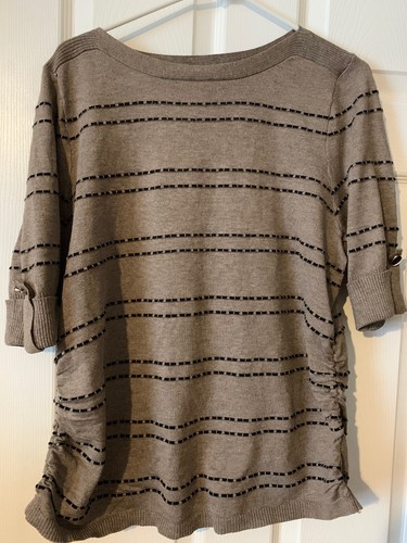 Apt.9 Brown Striped Short Sleeve 