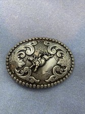 Nocona Youth Cowboy Bull Rider Silver Belt Buckle
