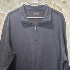 Van Heusen Pullover Sweater Classic Fit 1/4 Zip Long Sleeve Gray L