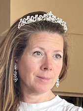 Bridal Tiara Crown, Rhinestone leaf  flowers crown, Princess Bride crown, bride