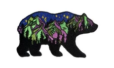 PatchClub Bear and Mountains Outdoor Adventure Patch Iron On - Colorful, Fully E