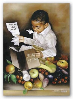 You Are What You Eat - His by Edwin Lester African American Art 9'' x 6 1/2''