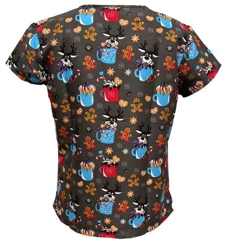 Women's Fashion Halloween Christmas Holiday Medical Nursing Scrub Tops S to 3XL - Picture 54 of 60