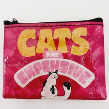 Blue Q COIN Pouch Purse bag CAT LOVER GIFT CATS ARE EXPENSIVE FUN CHANGE BlueQ