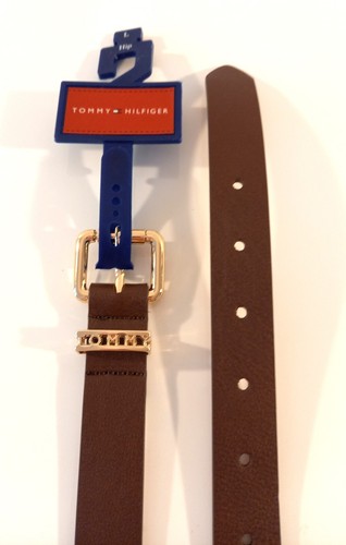 TOMMY HILFIGER - Gürtel Belt Leder schmal braun TH Logo Gr. L 110 cm USA - Picture 13 of 21