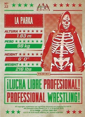La Parka 2019 Panini Lucha Libre AAA Worldwide Red Parallel Card #22 Wrestling - Picture 5 of 12