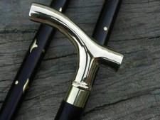 Antique Brass Designer, Head Handle Walking Stick Vintage, Victorian Wooden Cane