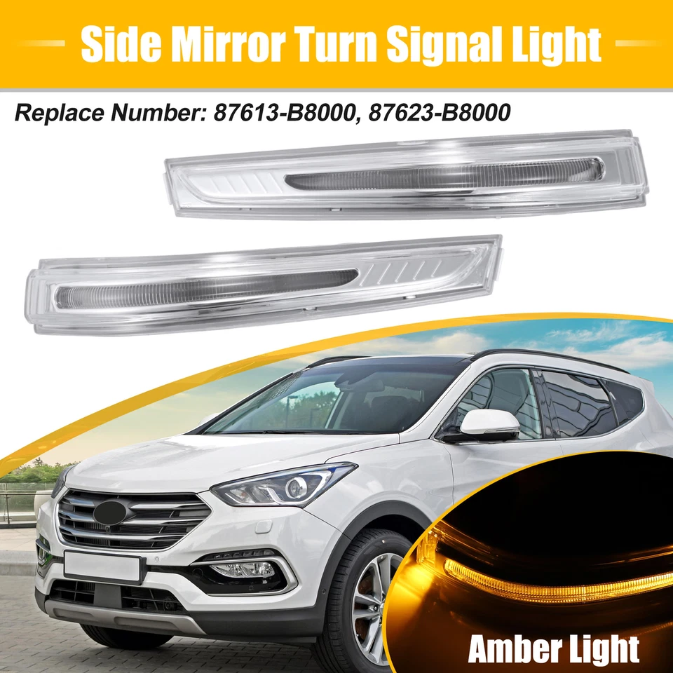 1 par de luces de giro del espejo retrovisor izquierdo derecho para Hyundai Santa Fe 2014-2019 Foto 2 de 4