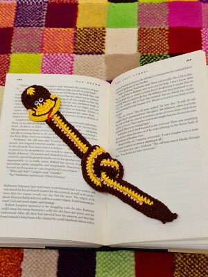 Cute Handmade Knitted Brown Cobra Jungle Book Kaa Crochet Bookmark Gif