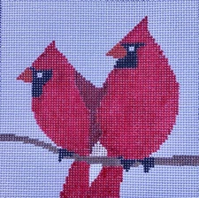 Cardinal Birds - Hand Painted Needlepoint Canvas