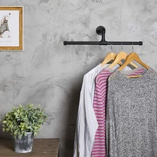 MyGift Industrial Rustic Wall Mounted 20 Inch T Bar Pipe Hanging Clothing Rack