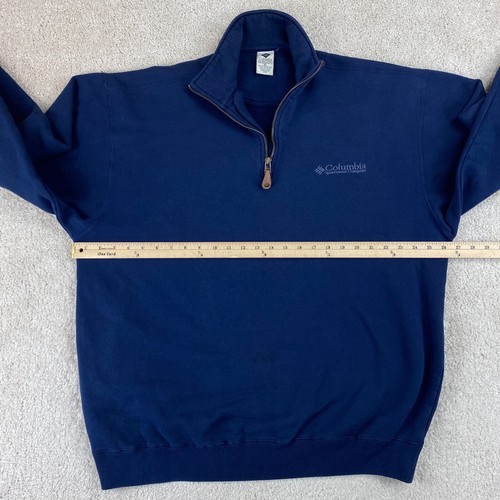 Columbia Sweater Men Extra Large Blue High Neck 1/4 Zip Long Sleeve Cotton Blend - Picture 6 of 11