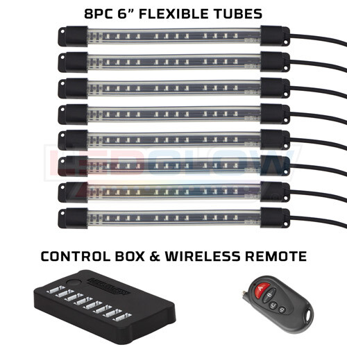 LEDGlow 8 piezas Flexible Millón de Colores LED Acento Motocicleta Kit de Luz Bajo Brillo - Imagen 2 de 5
