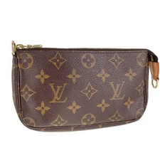 Louis Vuitton Monogram Mini Pochette Accessoires Leather Fabric Brown Pouch 2950
