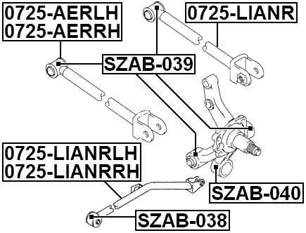 Conjunto trasero de buje de brazo FEBEST SZAB-039 FABRICANTE DE EQUIPOS ORIGINALES 46110-54G70 - Imagen 2 de 3