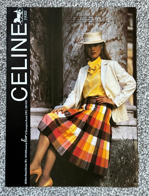 Seltenes Sammlerstück Vintage 1980 Zeitschrift Reklame Bild Celine Paris Ad 80er