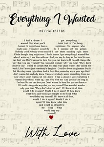 220gsm A3 A4 Poster Print Everything I Wanted Billie Eilish