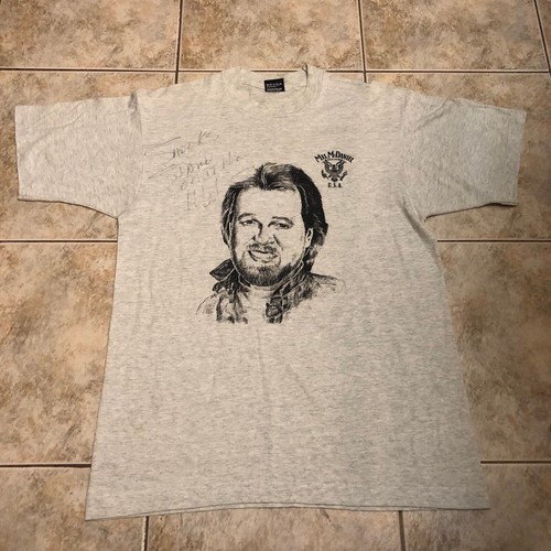 Vintage Mel McDaniel USA T shirt size Large 1990s 80s autograph