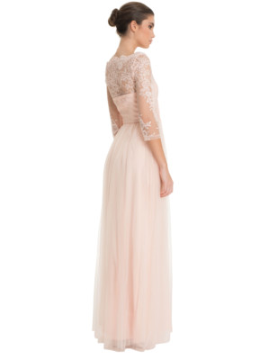 green emerald velvet dress Sleeveless Embroidered Maxi Dress in Pink