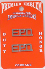 1/2" -E.P.D.- Letter Collar Rank Insignia NICKLE Finish POLICE Uniform PIN