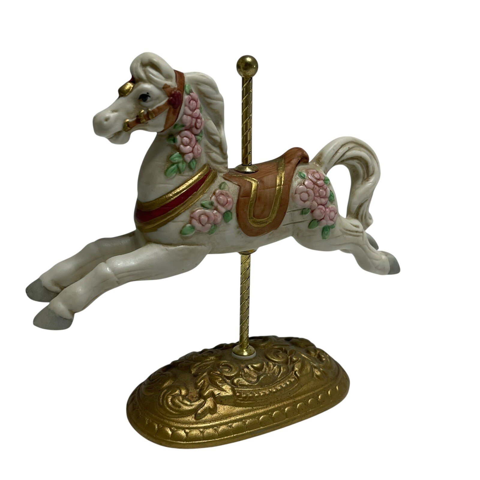 VTG HOMCO CAROUSEL HORSE FIGURINE PORCELAIN & BRASS HORSE FIGURE 1438 BRAND NEW
