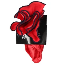 Men's Antonio Ricci Pocket Round Hanky Red With Navy Trim Formals Weddings