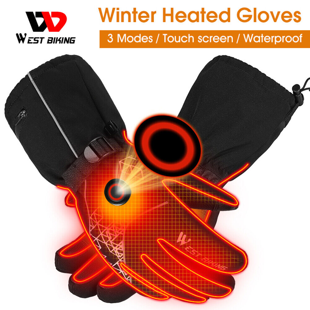 WEST BIKING USB Rechargeable Electric Heated Gloves Hand Warmer Gloves ...