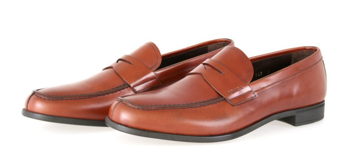 LUXURY PRADA PENNY LOAFER SHOES 2DC063 BROWN LEATHER NEW | eBay
