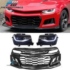 Fit 14-15 Chevy Camaro 1LE Style Front Bumper 6th Gen Conversion w/ Headlights