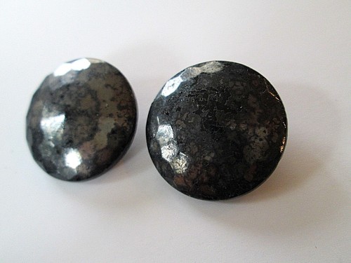 Vintage B.G.E. Buttons, Black Faceted, 1", Self Shank, Glass? Metal?, - Picture 3 of 5