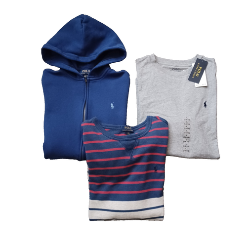 Polo Ralph Lauren Hoodie T Shirt Sweater Youth L Multicolor Long Sleeve Lot of 3