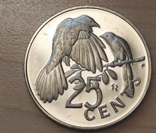 1975 British Virgin Islands 25 Cents Mangrove Cuckoo