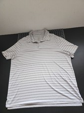 All In Motion Golf Polo Shirt Men's Size XXL 2XL White Striped