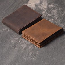 Men's Bifold Wallet Genuine Leather RFID Blocking with Coin Zipper