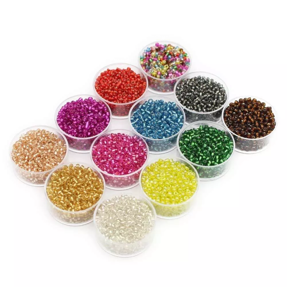 9600 BULK Beads Glass Seed Beads Assorted Colors Lot 2mm Small