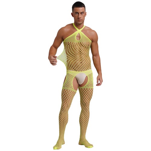 Hombres Body Recortado Bodystocking Hueco Mono Sin Entrepierna Prendas para dormir Fiesta - Imagen 32 de 44