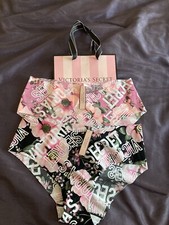 Victorias Secret No Show Hipster Panties Lot Of 2 Pink/Black Floral Size L NWT