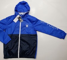 New tag NWT Mens Spyder Blue Black Full Zip Polyester Optic Windbreaker Jacket M