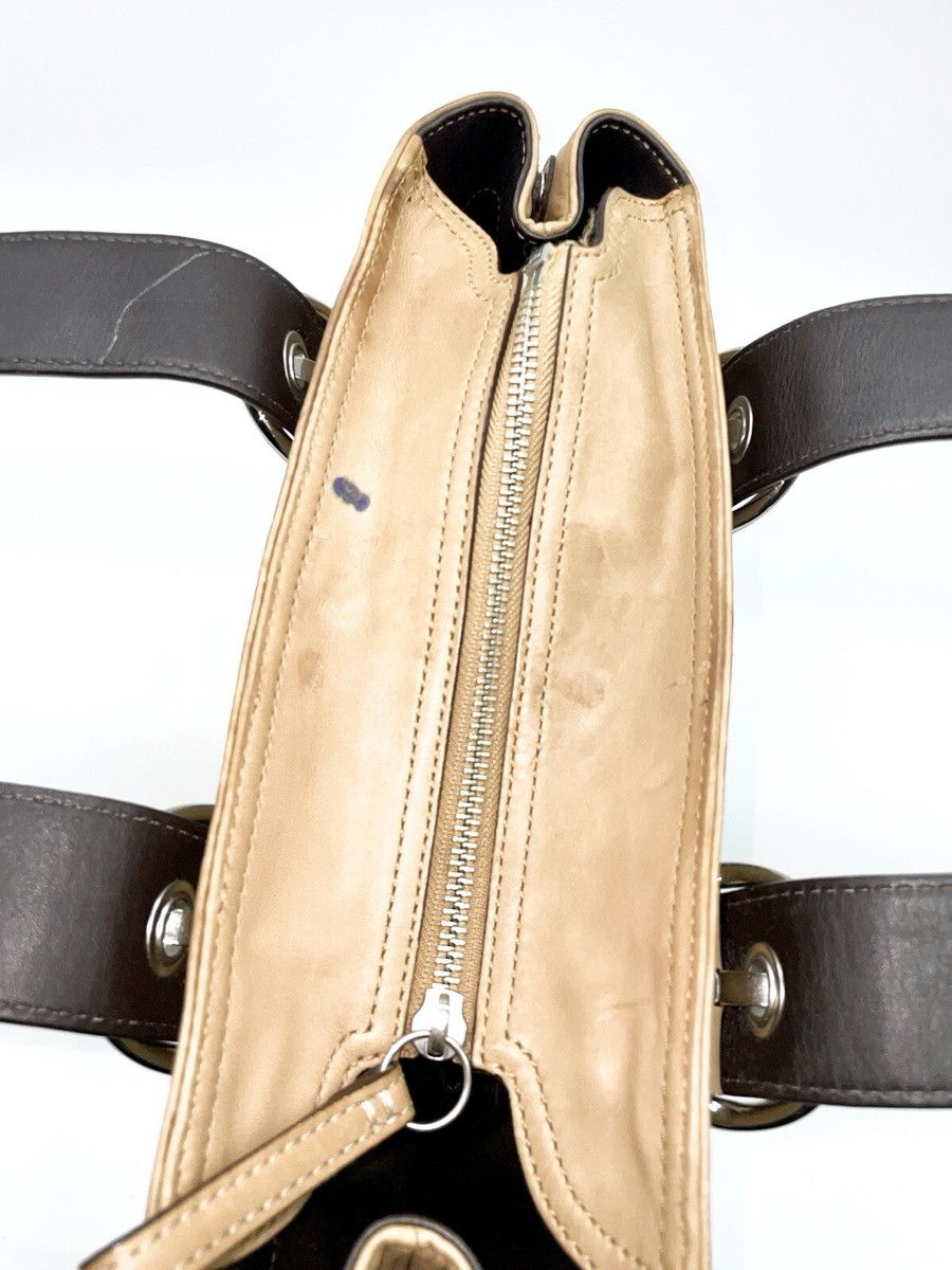 COACH SOHO Tan Brown Stitch Buckle Large Zip Travel Leather
