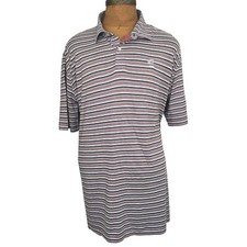 Peter Millar Crown Crafted Golf Polo Shirt Mens XL Red Blue Striped Performance