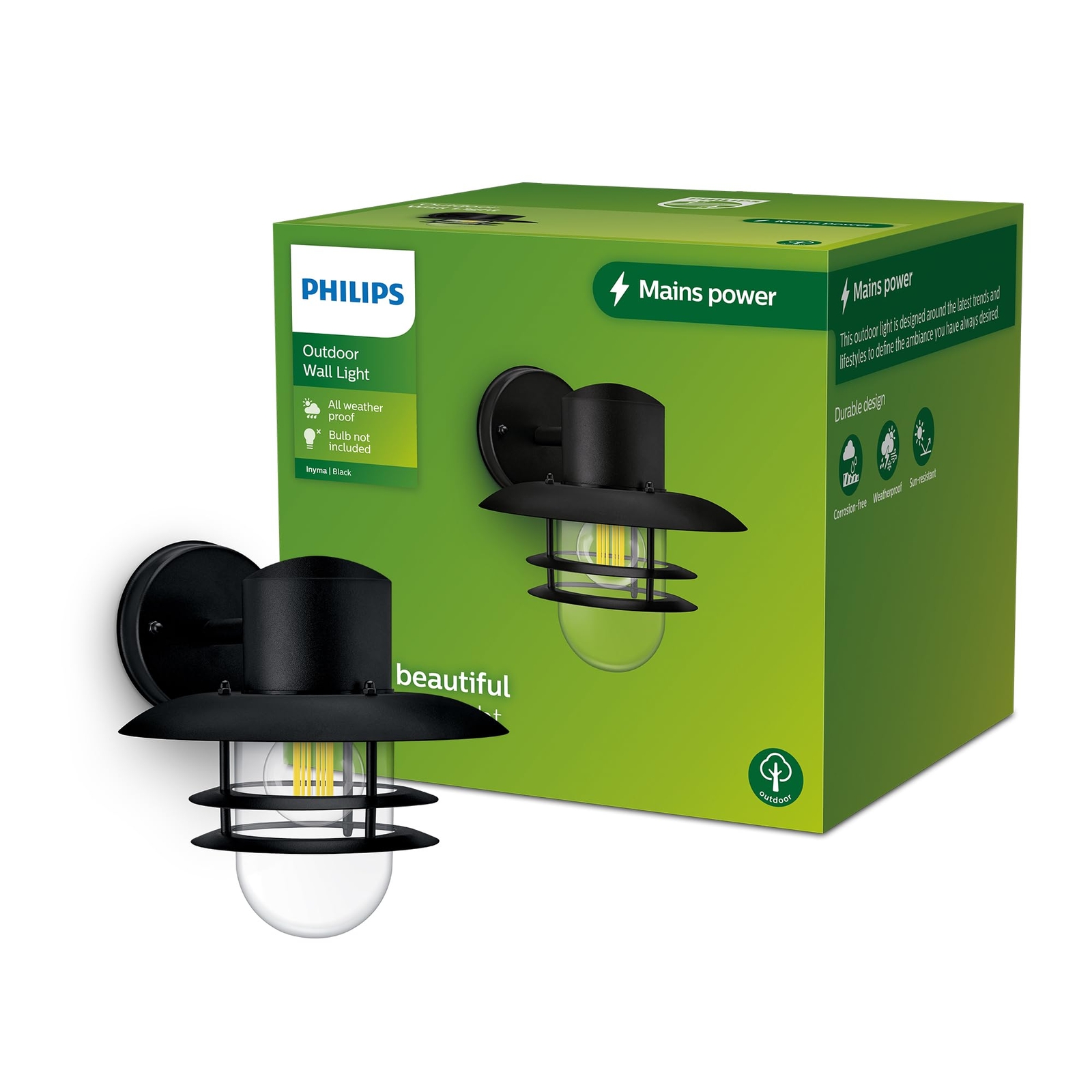 Lampada Esterna Philips Inyma Nera - Sicurezza e Luce per la Tua Casa