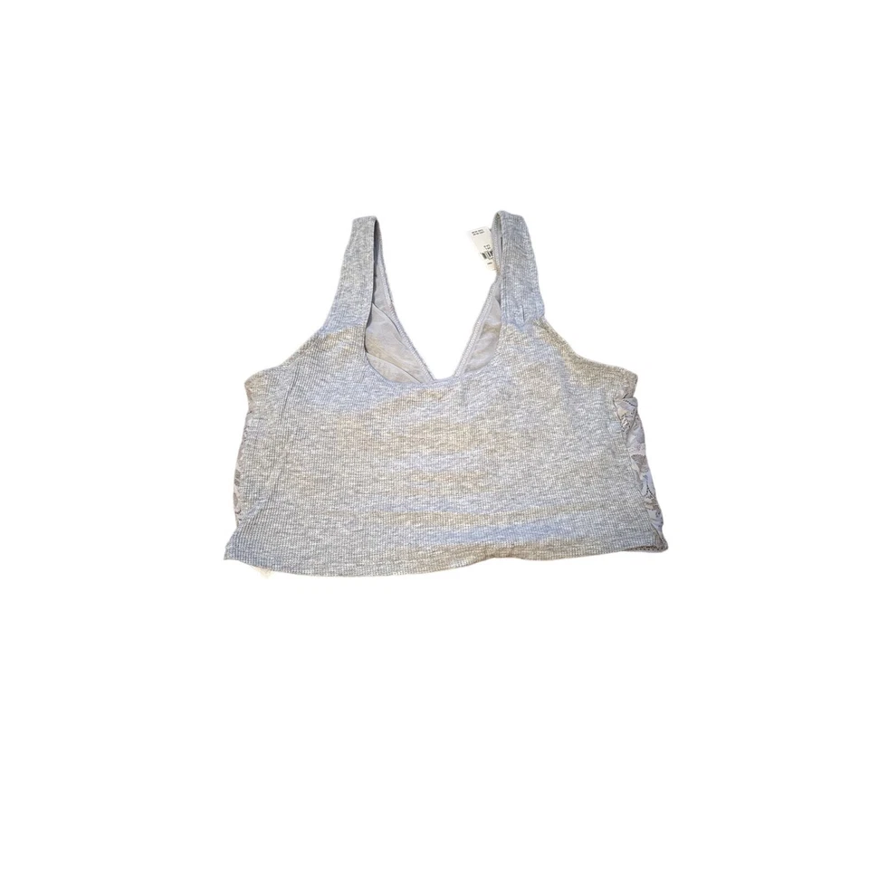 Sujetador deportivo pulóver acanalado de encaje floral gris Aerie talla L NUEVO Foto 2 de 4