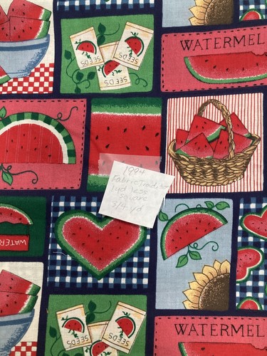 Lote de paquete vintage de tela de edredón de algodón tradiciones años 90 sandía a cuadros - Imagen 4 de 9