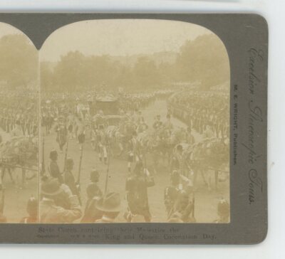 State Couch King & Queen Coronation Day England Excelsior Stereoview