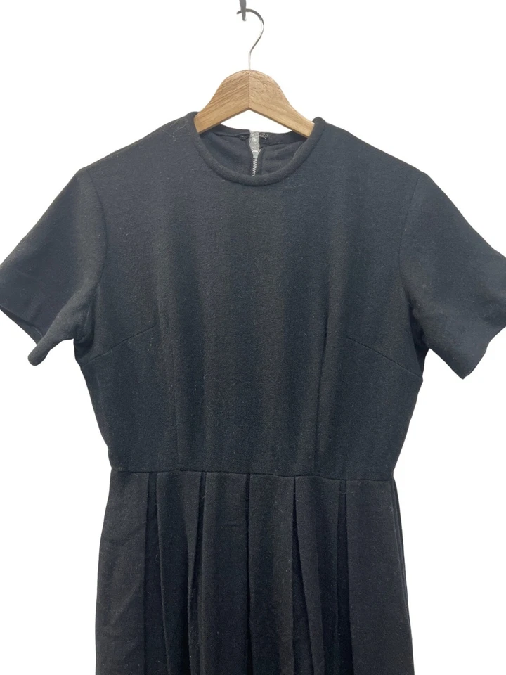 Винтажный 50-х черный шерсти линия плиссированные платье - Изображение 3 из 4