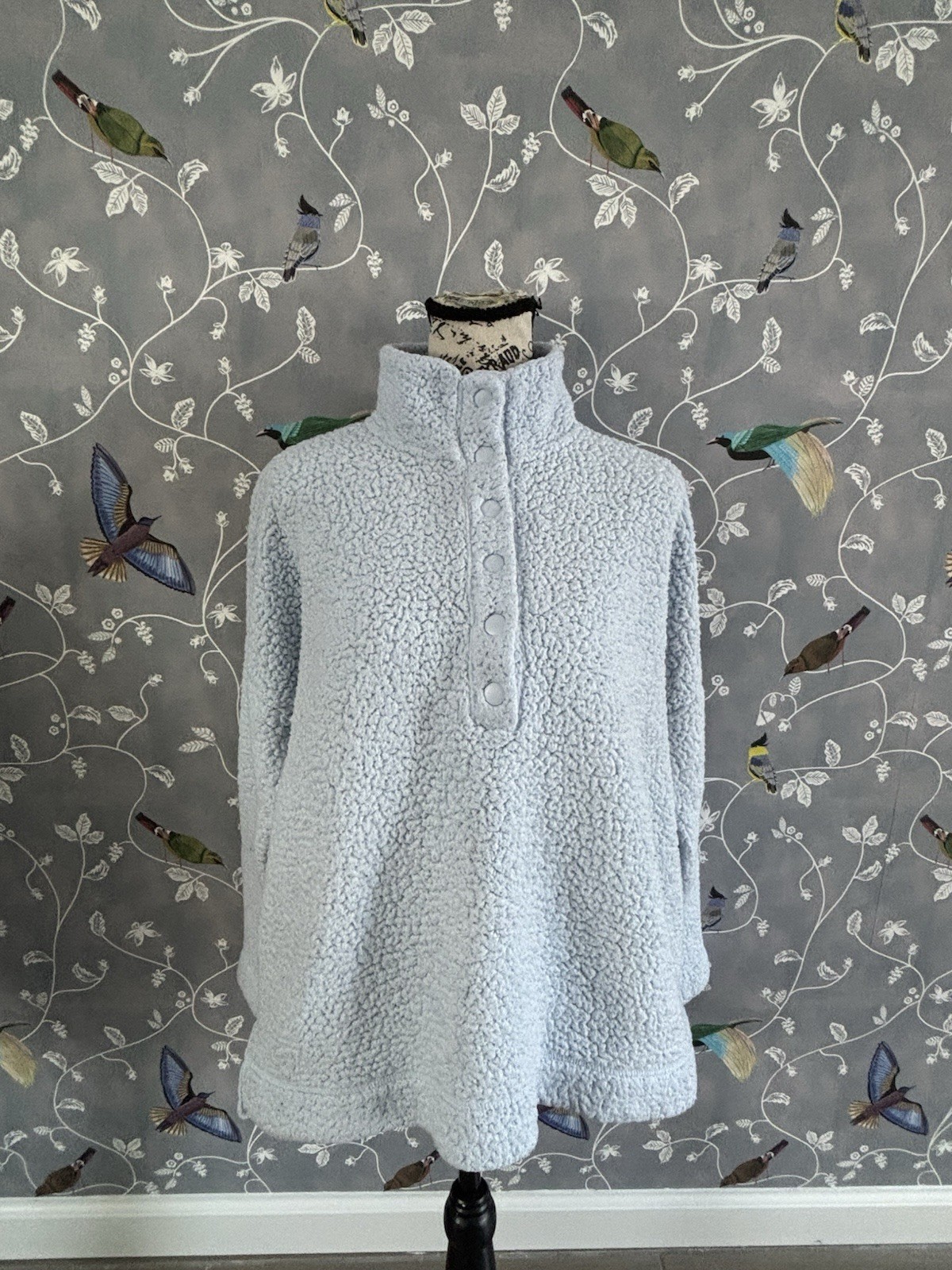 Aerie Cloud Sherpa Cloud Fleece Jacket Light Blue Quarter Snap Pullover women S-image