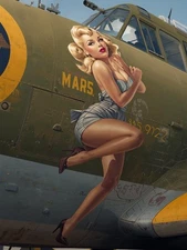 15x20 Photo - WWII Nose Art Military Airplane Pin-Up - March - 002